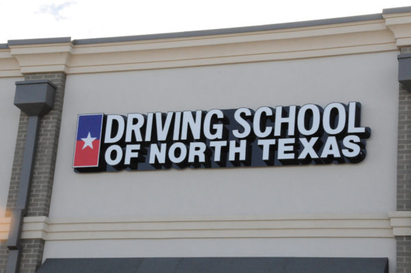 Sign – Storefront Sign of Driving School of North Texas